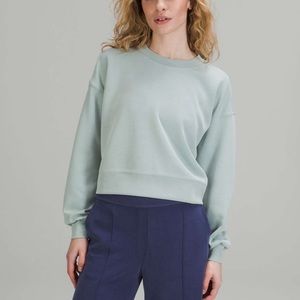 Lululemon perfectly oversized crop crew softstreme silver blue 4